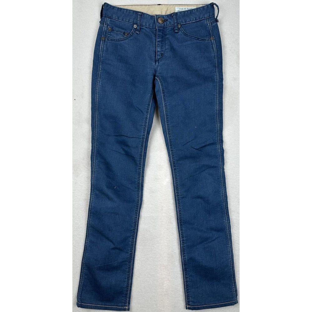 Rag Bone Jeans Womens 28x27 Handmade Skinny Stretch Denim Made In USA Dark Blue‎